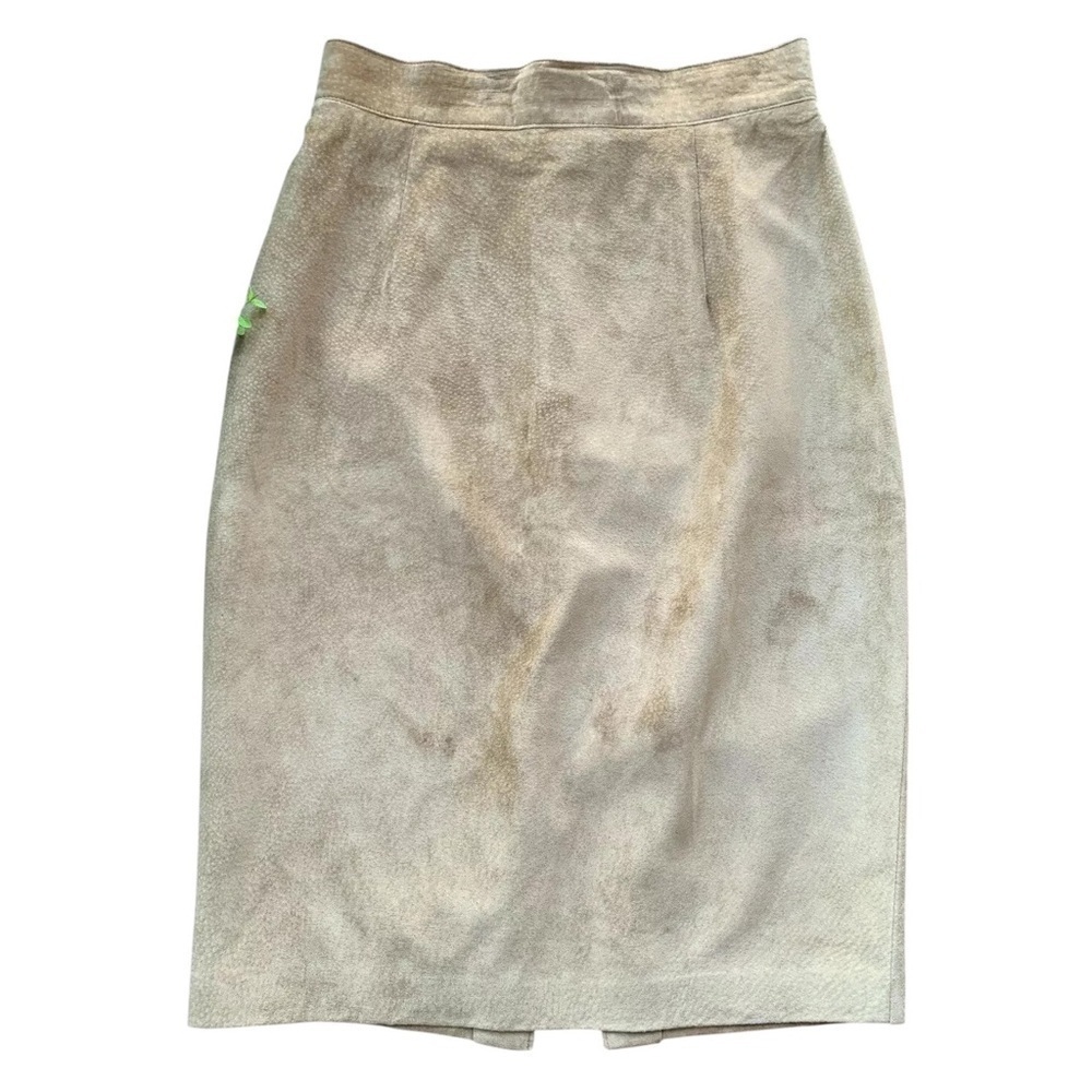 Vtg Danier Canada Genuine Suede Leather Pencil Skirt Career Tan Beige Size 10